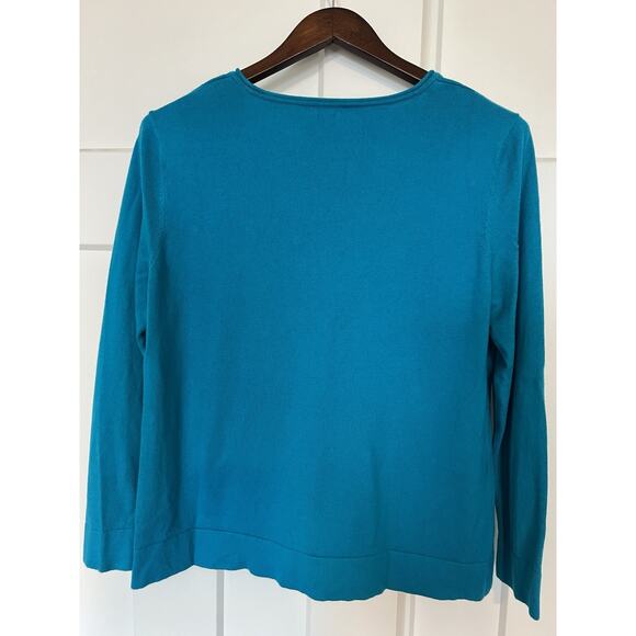 J.Jill Women's Sweater Size Large Petite Teal Long Sleeve V-Neck - Picture 5 of 9